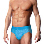 Alternate view of the blue lace open back men's brief