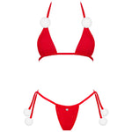 The Bobble Girl red pompom bra and thong set, seen from a different angle