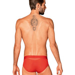 The Boldero red men's briefs with a silver pendant at the front