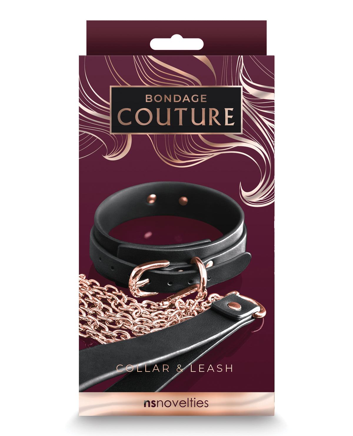 Black vinyl collar and leash set with nickel-free hardware by Bondage Couture