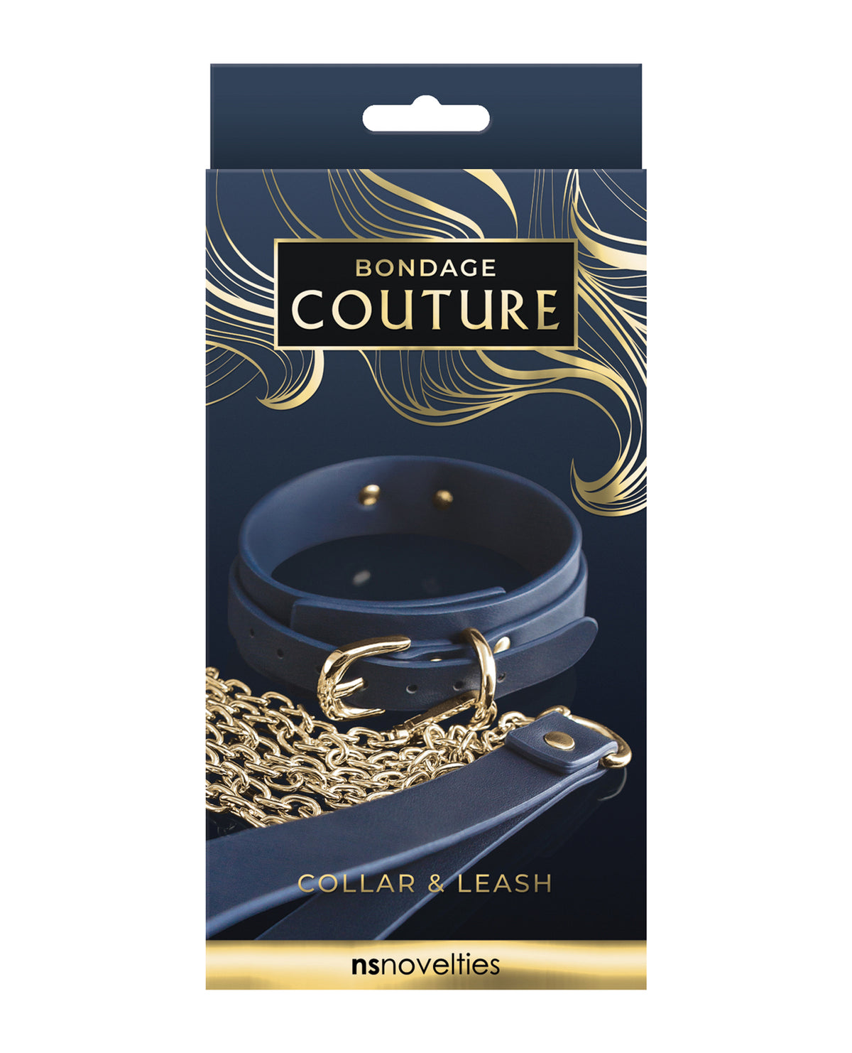 Blue vinyl collar and leash set with nickel-free hardware by Bondage Couture