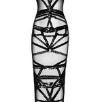 A further look at the Bondesque black flocked tulle long dress