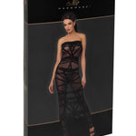 One more view of the Bondesque black flocked tulle long dress