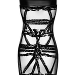 A further look at the Bondesque black flocked tulle mini dress