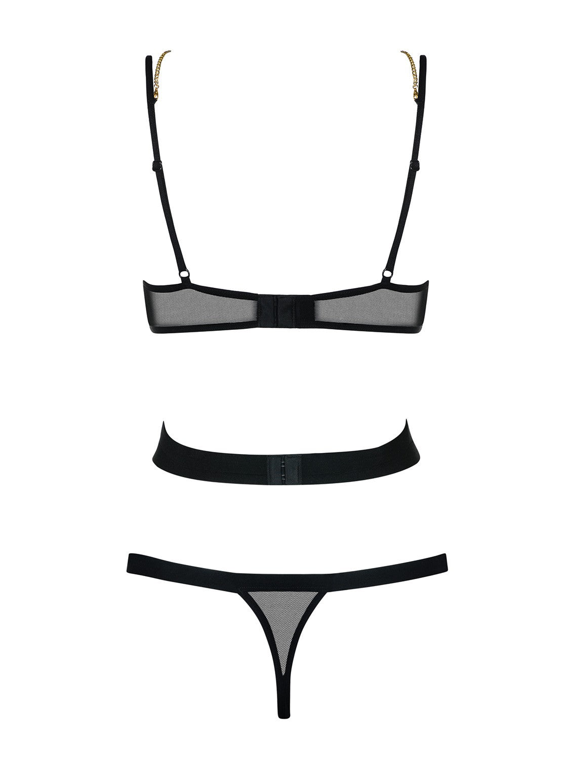 An additional view of the Bondy black bandage teddy