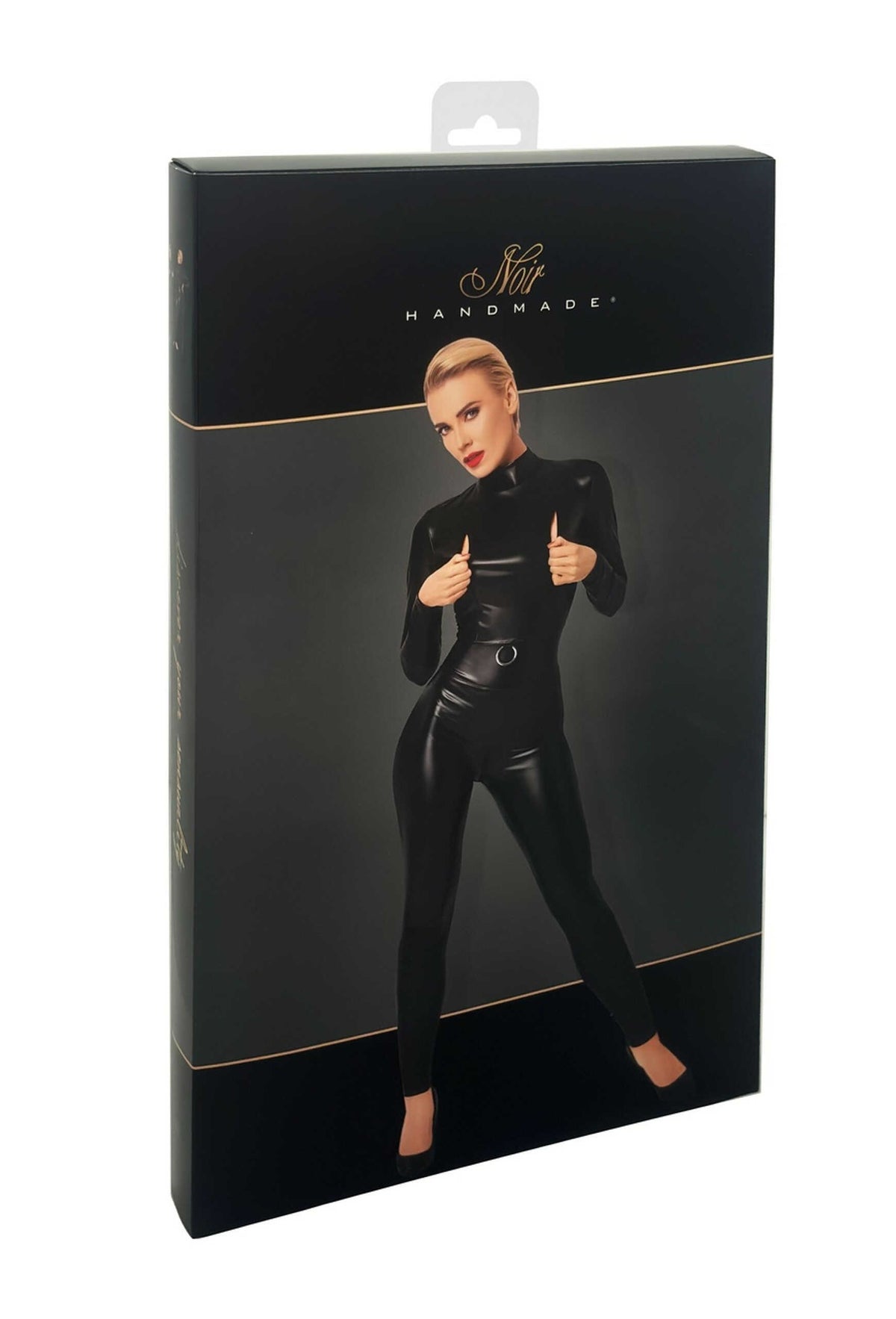 A further look at the Caged black wetlook catsuit