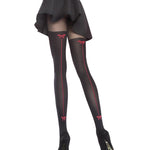 Another angle of the Canella black and red tights