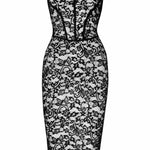An additional view of the Catalyst black floral lace midi dress