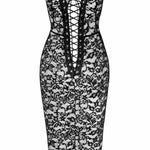 A further look at the Catalyst black floral lace midi dress