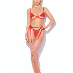 Alternate view of the red lace cutout bra set