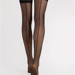 Alternate view of the Celia black hold-up stockings