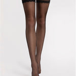 Another angle of the Celia black hold-up stockings