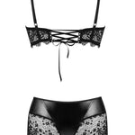 The Charm black lace bra and panty set, seen from a different angle
