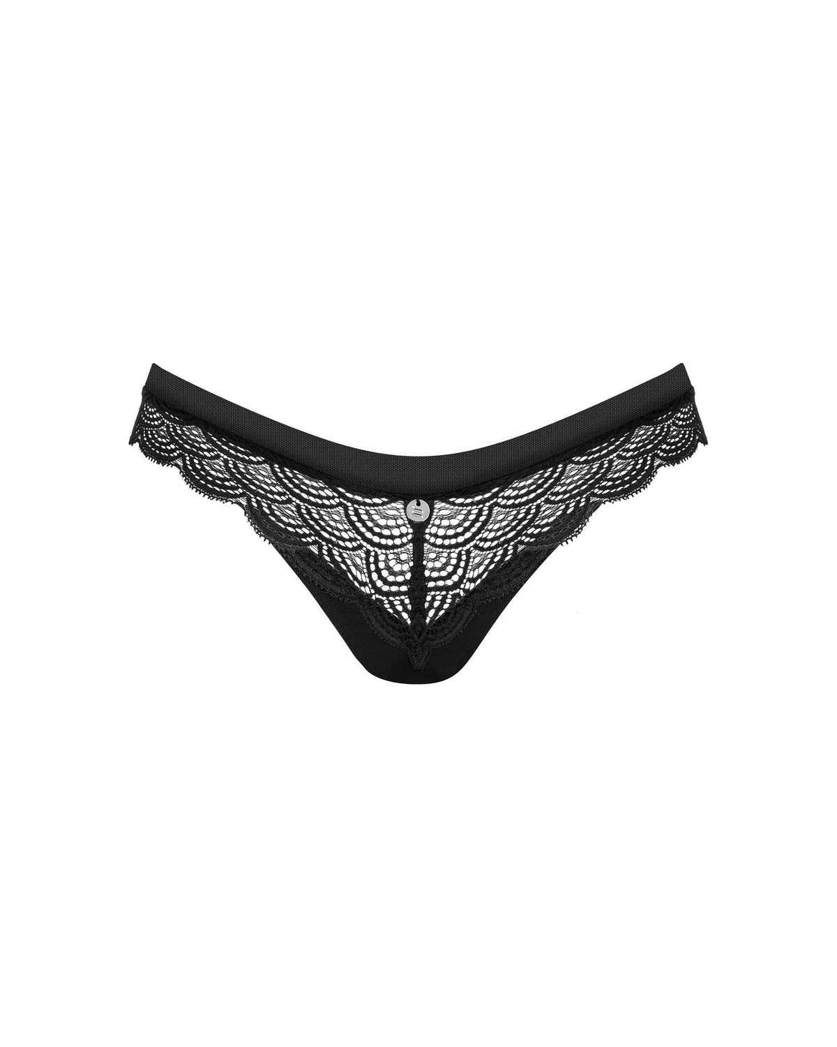 The Chemeris black geometric lace panties pictured from another angle