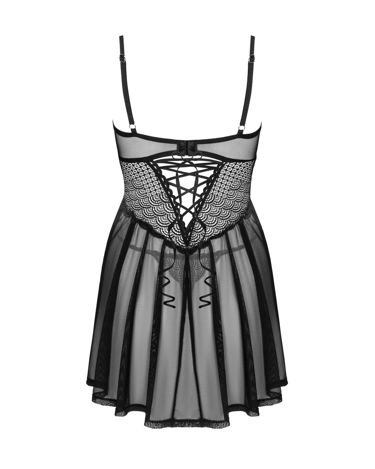 The Chemeris black sheer babydoll and thong, seen from a different angle