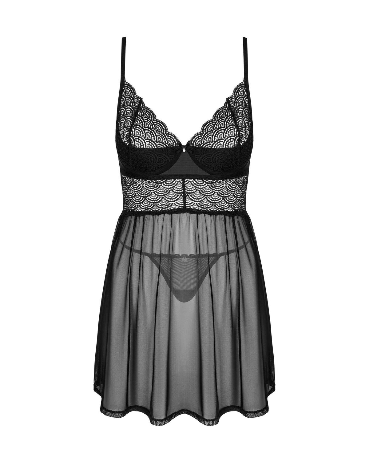 A further look at the Chemeris black sheer babydoll and thong