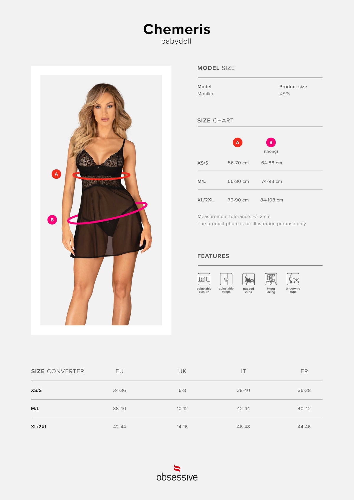 A supplementary image of the Chemeris black sheer babydoll and thong