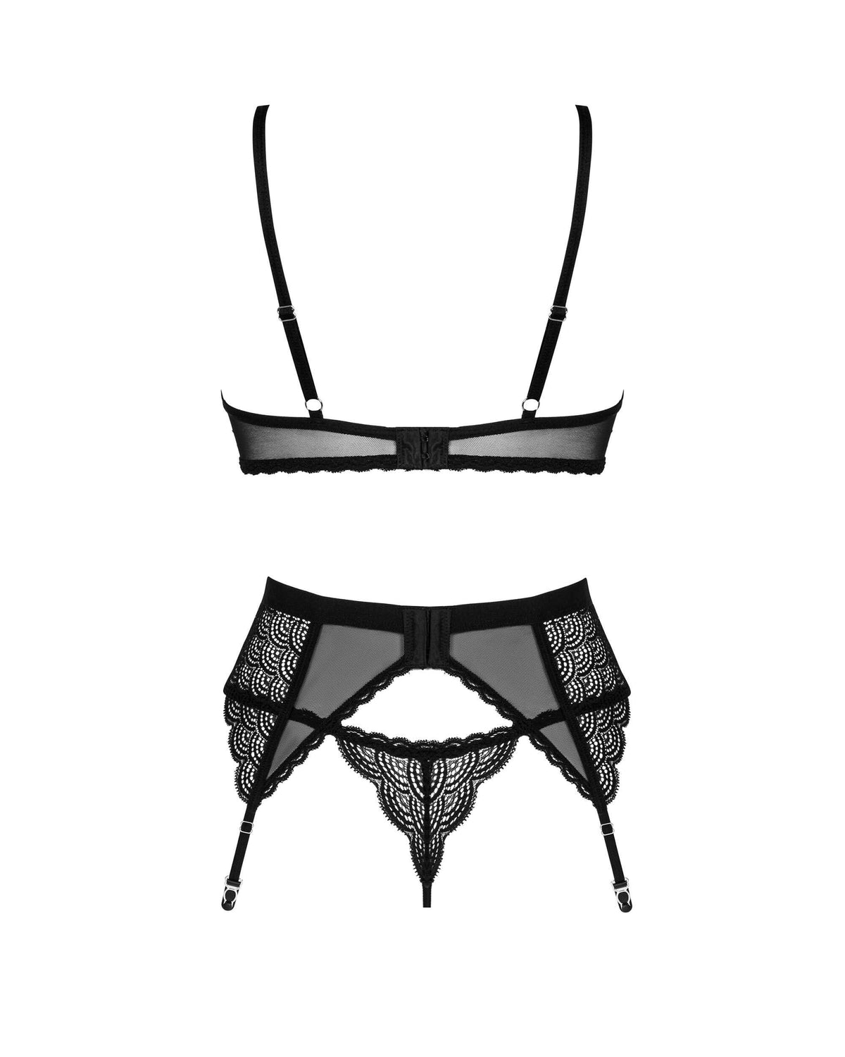 The Chemeris black three-piece lace set, seen from a different angle