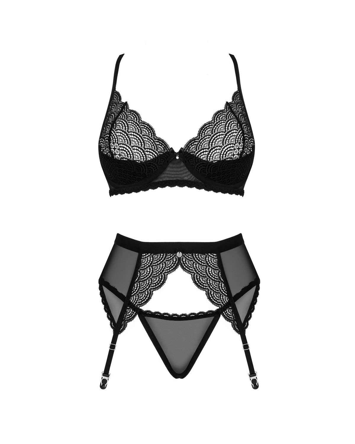 A further look at the Chemeris black three-piece lace set