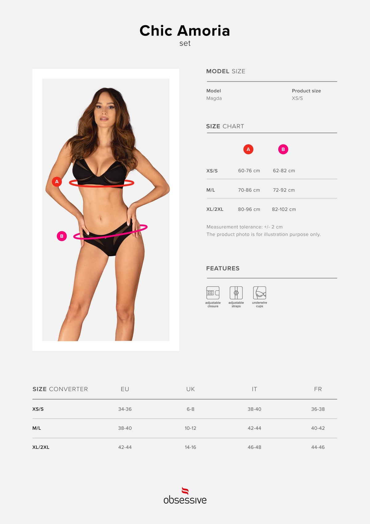 The Chic Amoria black bra and briefs set, shown in an alternate image