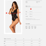 The Chic Amoria black mesh crotchless teddy, shown in an alternate image