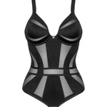 The Chic Amoria black mesh crotchless teddy, seen from a different angle
