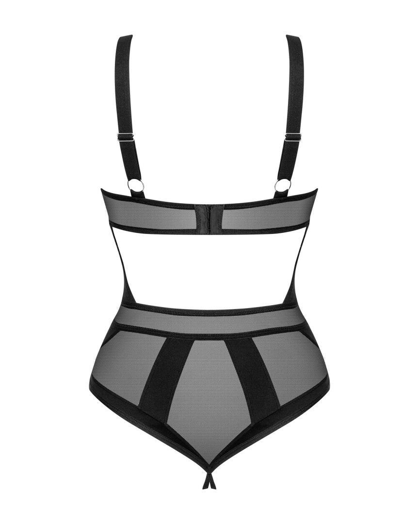 One more view of the Chic Amoria black mesh crotchless teddy