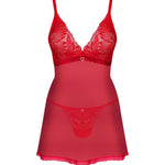 The Chilisa red lace babydoll and thong, seen from a different angle