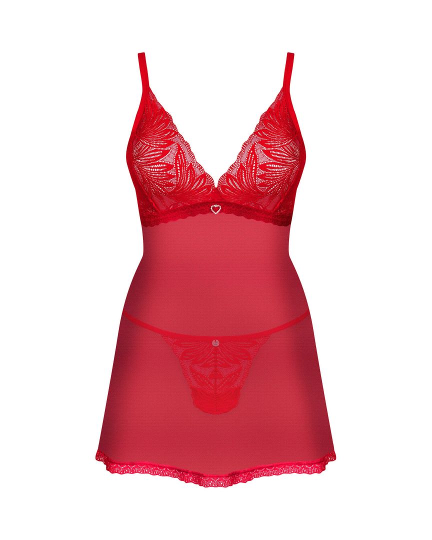 The Chilisa red lace babydoll and thong, seen from a different angle