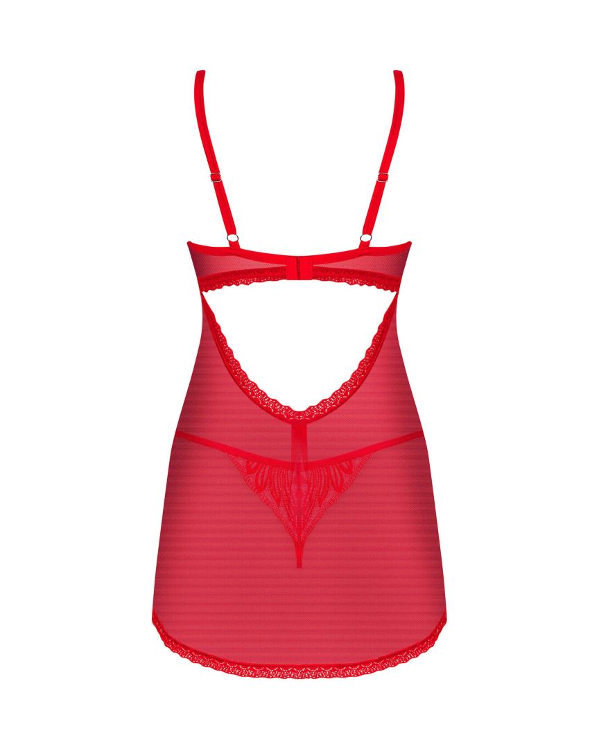One more view of the Chilisa red lace babydoll and thong