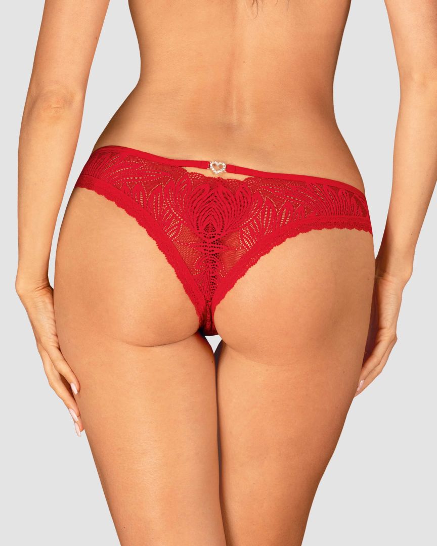 A supplementary image of the Chilisa red lace cut-out panties