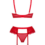 The Chilisa red three-piece lace set, seen from a different angle