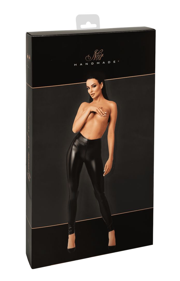 The Chimera black power wetlook leggings, shown in an alternate image
