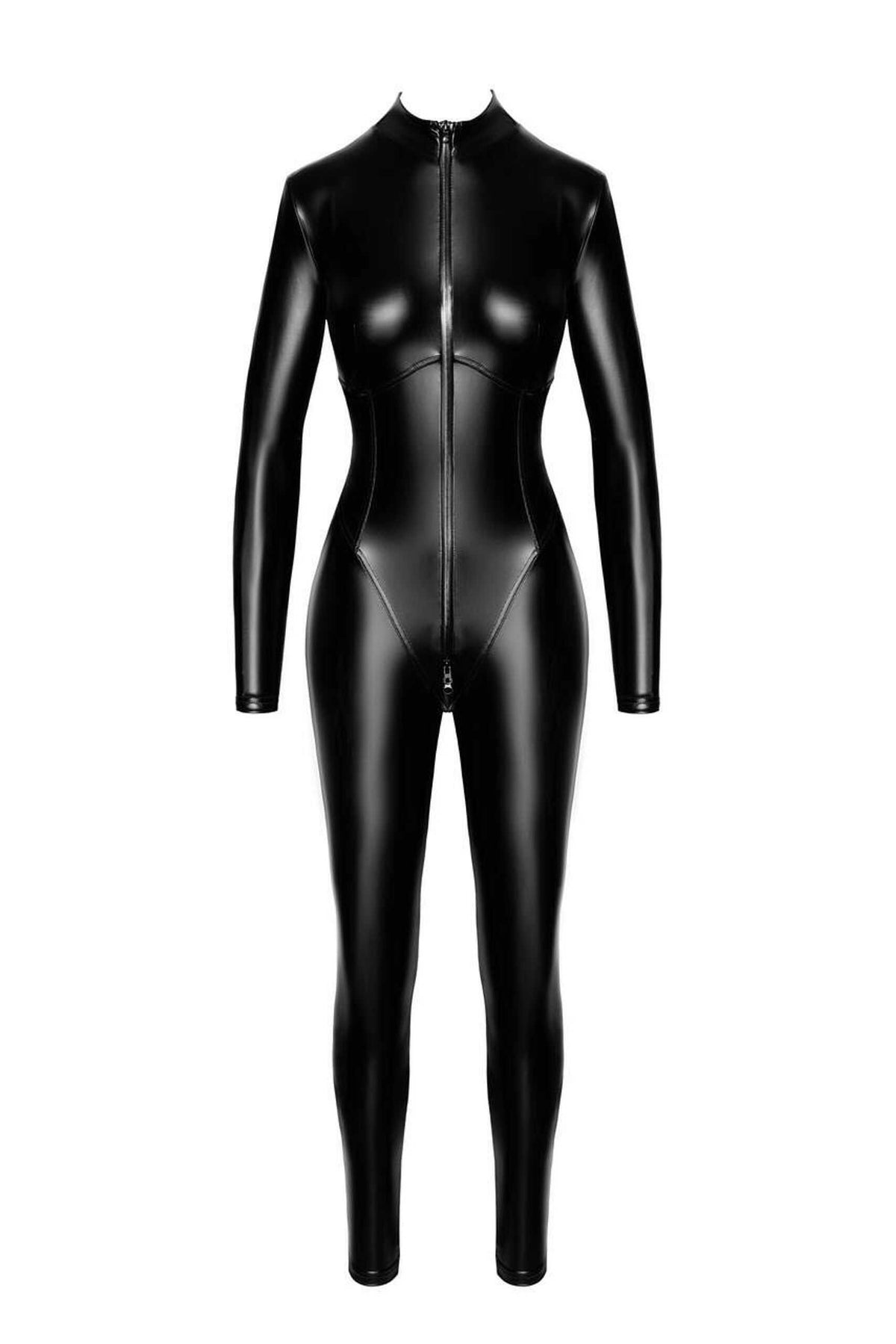 The Chimera black wetlook catsuit, seen from a different angle