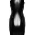 The Commandant black wetlook midi dress, seen from a different angle
