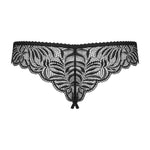 The Contica black lace crotchless thong made from soft multistretch fabric