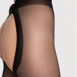 Cute Dream black 20 denier open stockings with a polyamide and elastane blend
