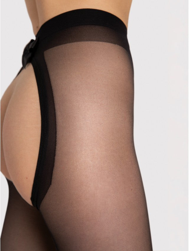 Cute Dream black 20 denier open stockings with a polyamide and elastane blend