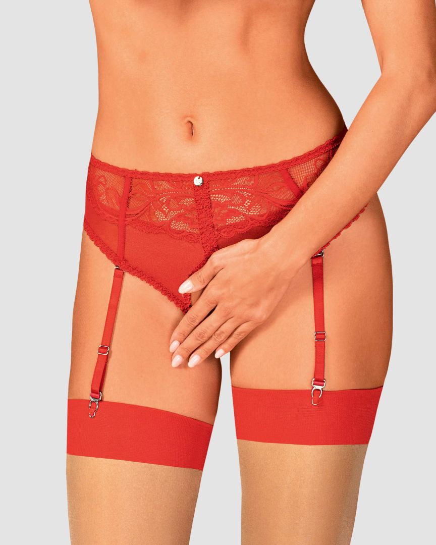 The Dagmarie red lace garter panties seen from another angle