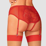 The Dagmarie red lace garter panties with detachable adjustable garter straps