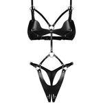 The Dame Controle black eco-leather teddy, seen from a different angle