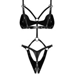 One more view of the Dame Controle black eco-leather teddy