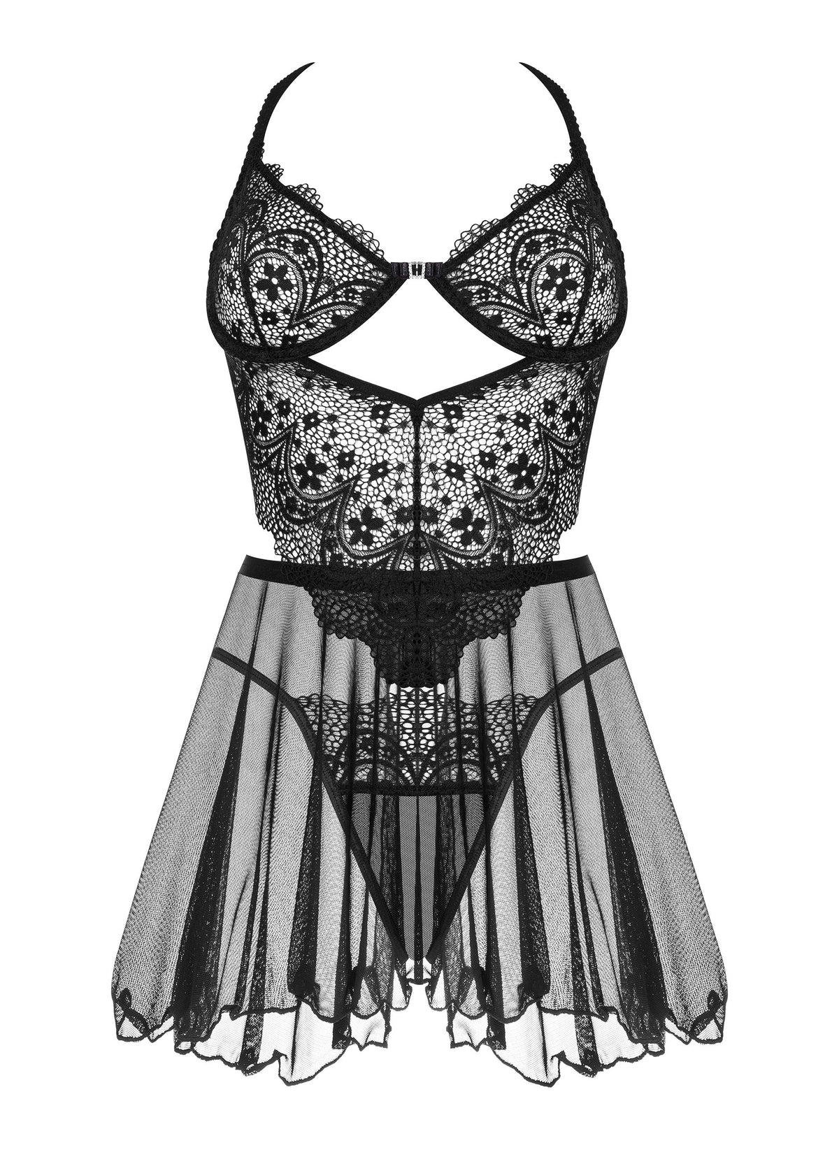 The Dark Mirage black lace bralette chemise seen from another angle