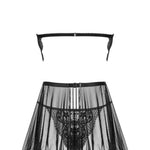 The Dark Mirage black lace bralette chemise, featuring matching thong panties