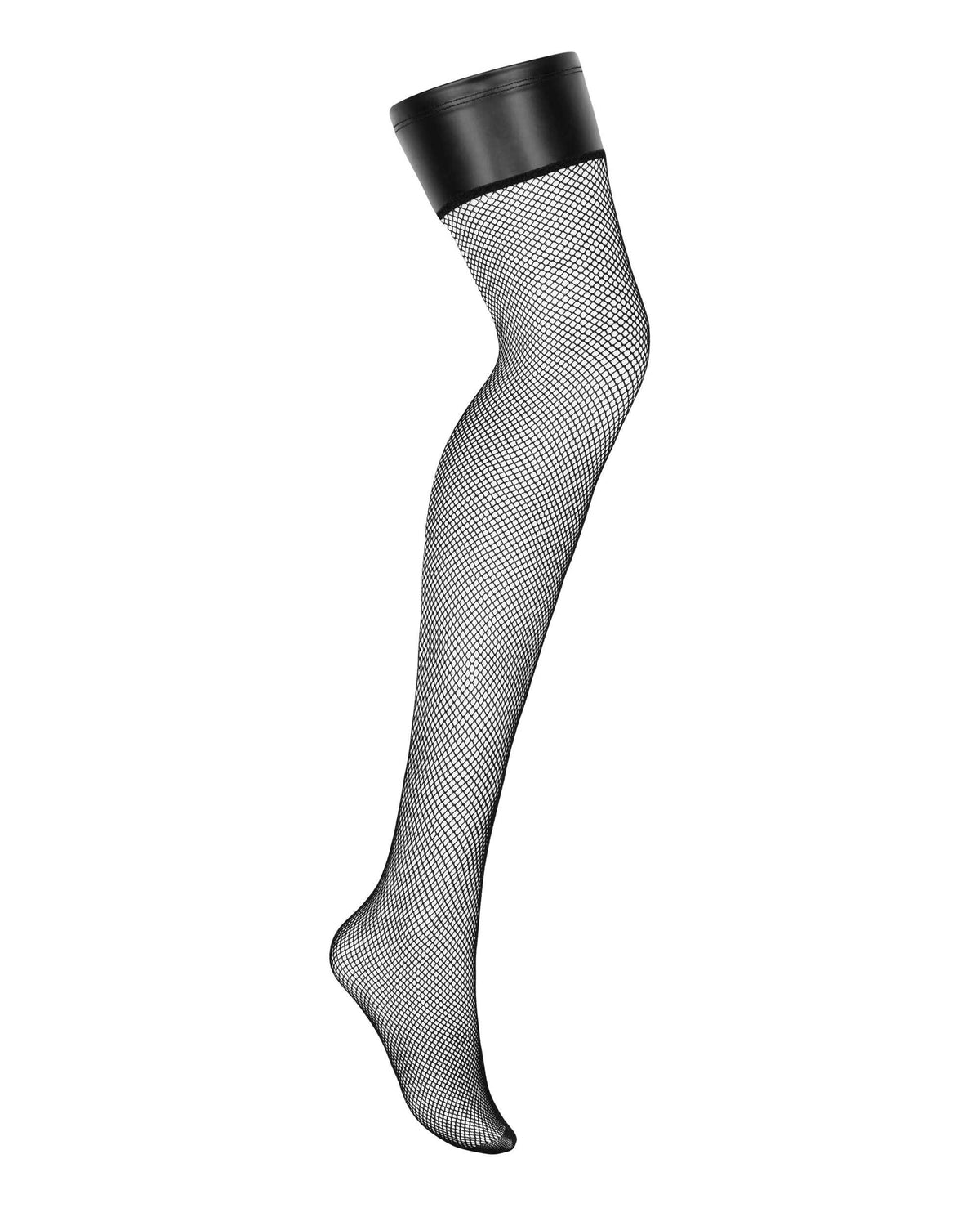 An additional view of the Darkessia black fishnet stockings