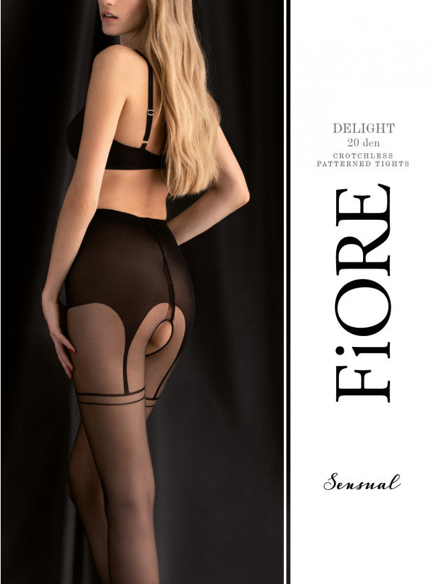 Delight black 20 denier stockings with a polyamide and elastane blend