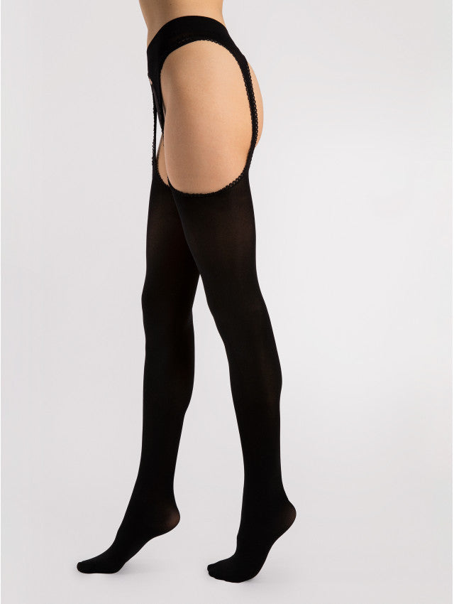 Alternate view of the Diavola black garter stockings