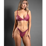 Domina berry lace and leatherette bralette and panty set by Domina by Fantasy