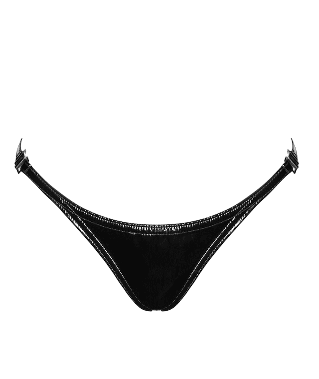 The Dominae black PVC string panty seen from another angle