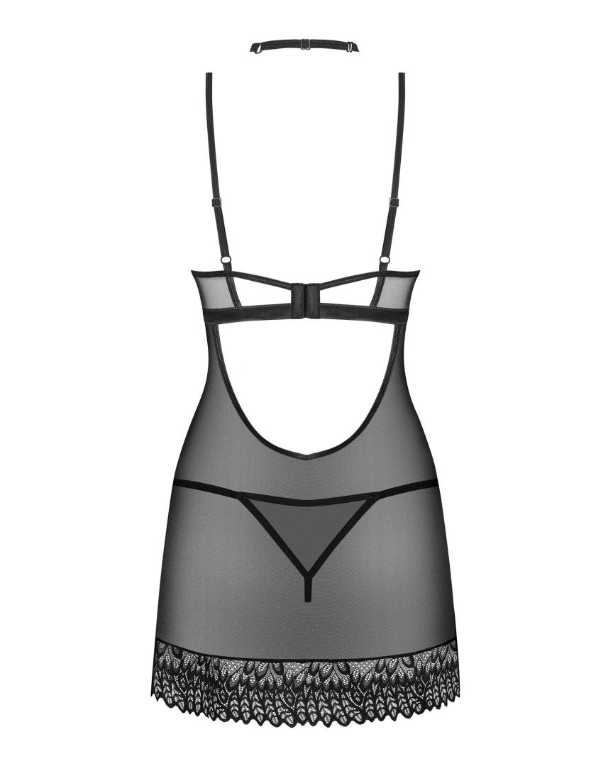 The Donarella black chemise and thong seen from another angle